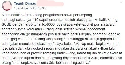 Cerita sopir taksi online tentang buruh bangunan.