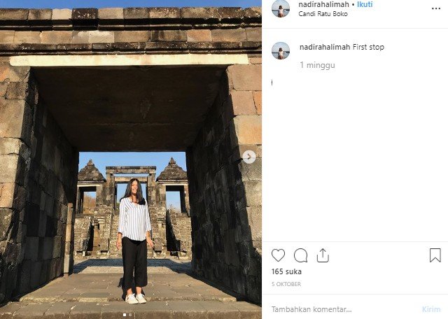 Candi Ratu Boko. (Instagram/@nadirahalimah)