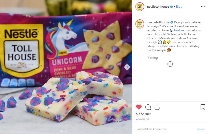 Nestle Toll House rilis unicorn choco chips. (Instagram/@nestletollhouse)