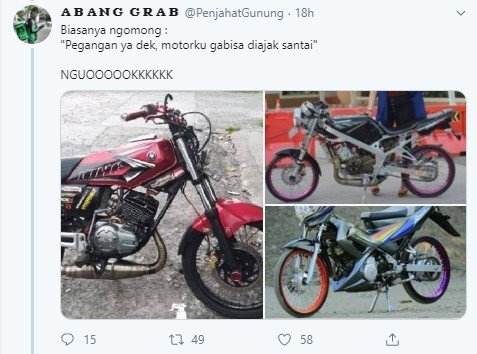 Melihat Gaya Bicara Cowok Sesuai Motornya, Setuju Nggak? (Twitter/PenjahatGunung)