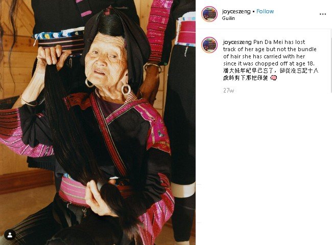 Rambut panjang wanita suku Yao. (Instagram//@joyceszeng)