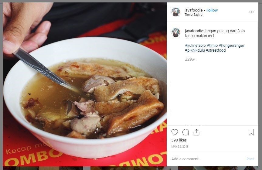 Rekomendasi Kuliner Solo favorit Jokowi (instagram.com/javafoodie)