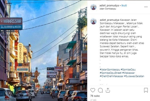 Jalan Somba Opu di Makassar. (Instagram/@adiet_pramudya)