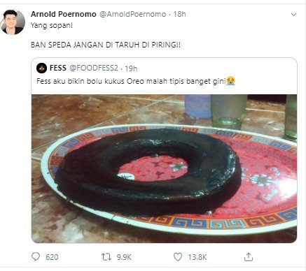 Bentuknya nyentrik, Chef Arnold Poernomo komentari kue bolu kukus buatan netizen. (Twitter/@ArnoldPoernomo).