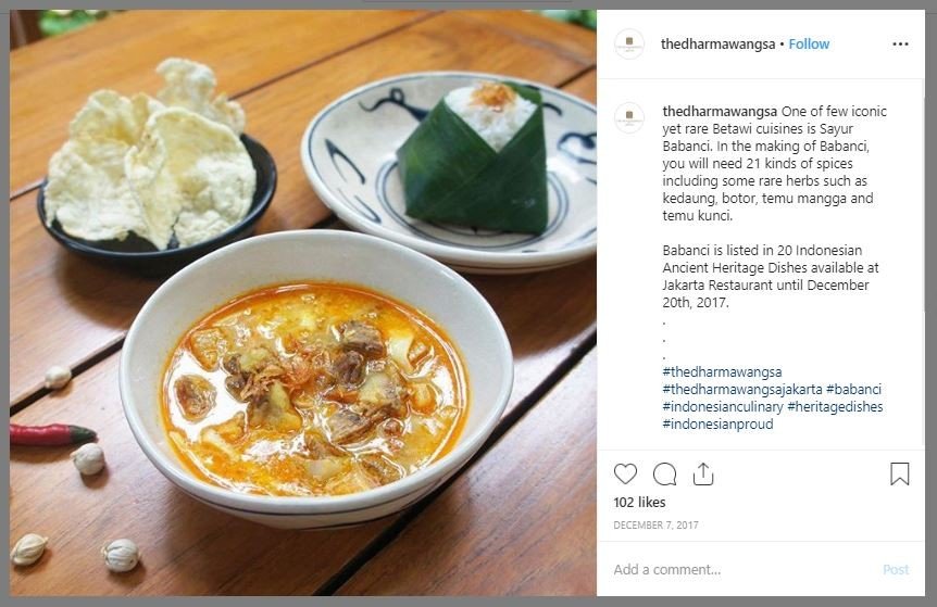 Makanan Khas Indonesia yang Terancam Punah (instagram.com/thedharmawangsa)