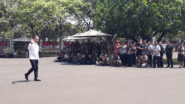 Agus Gumiwang tiba di Istana Kepresidenan, Selasa (22/10/2019). (Suara.com/Ummy Saleh)