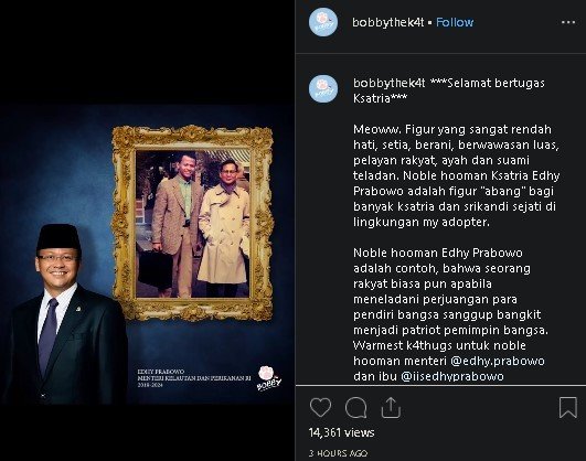 Sosok Edhy Prabowo. (Instagram)