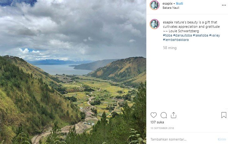 Lembah Bakkara di Sumatera Utara. (Instagram/@espix)