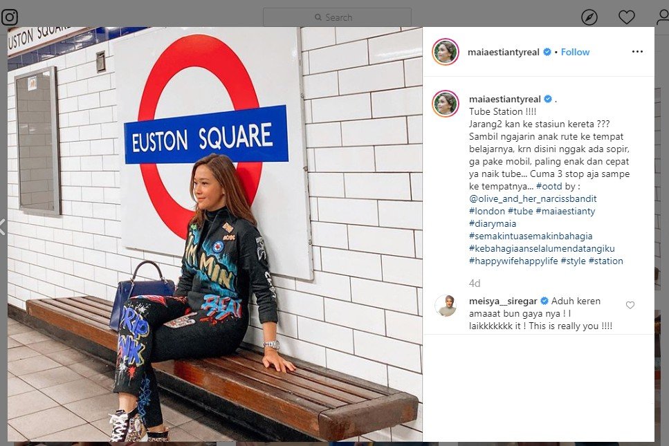 Maia Estianty Ajari Naik London Tube. (instagram.com/maiaestiantyreal)