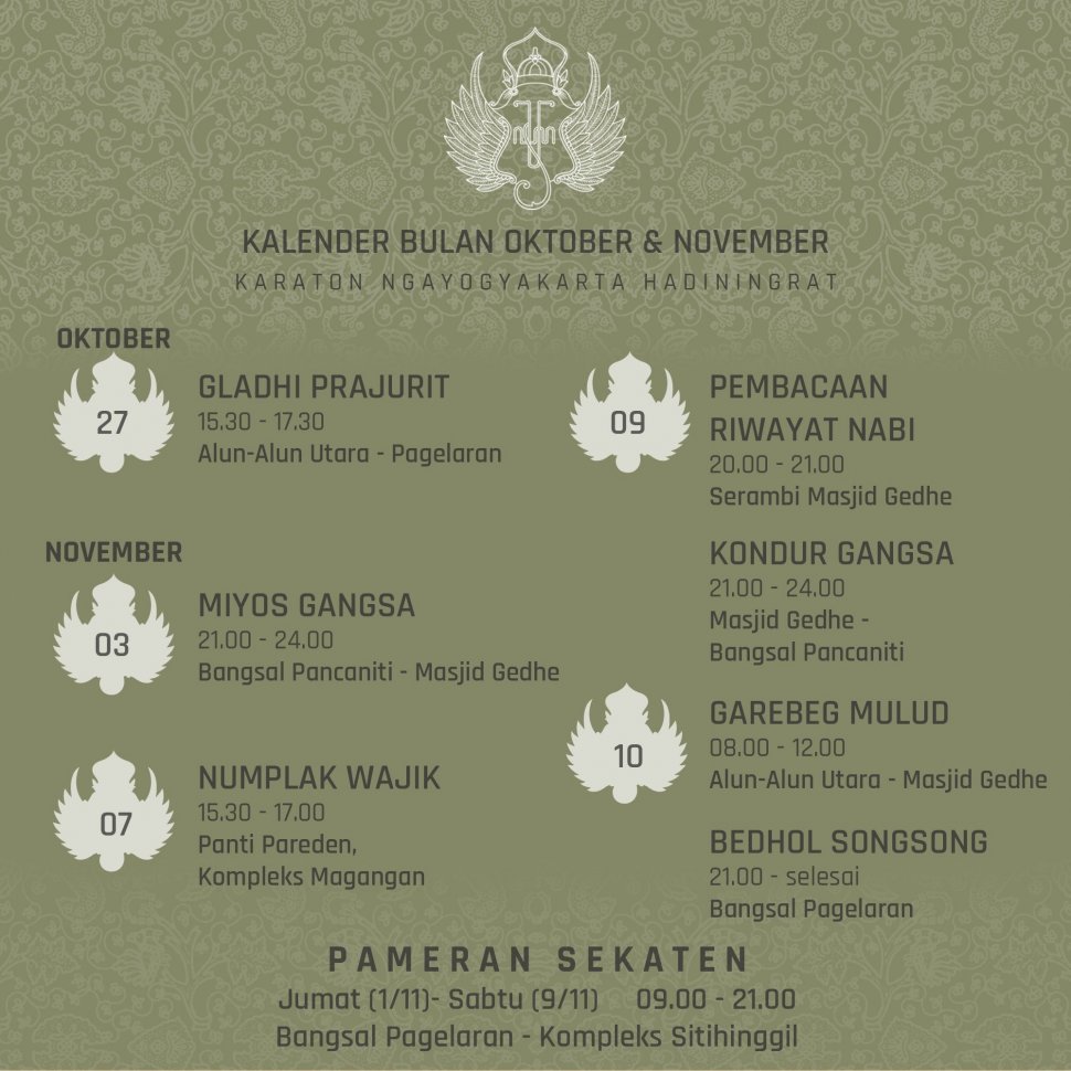 Agenda Wisata di Keraton Yogyakarta Bulan November. (twitter.com/humas_jogja)