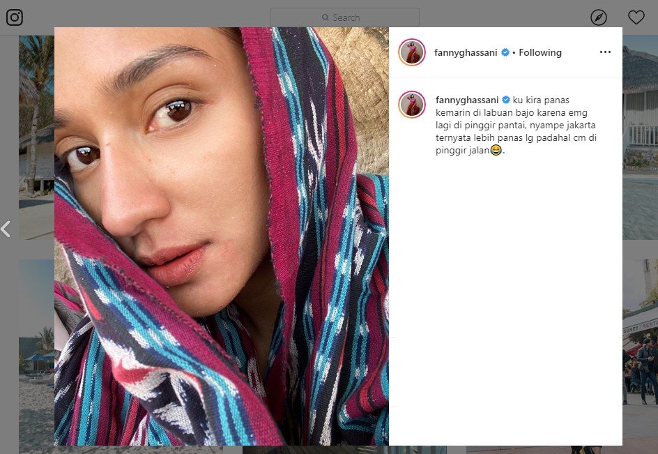 Pulang dari Labuan Bajo, Fanny Ghassani: Ternyata Jakarta Lebih Panas. (instagram.com/fannyghassani)