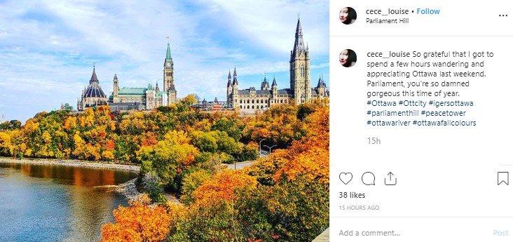 Peace Tower di Ottawa, Kanada. (Instagram/@cece_louise)