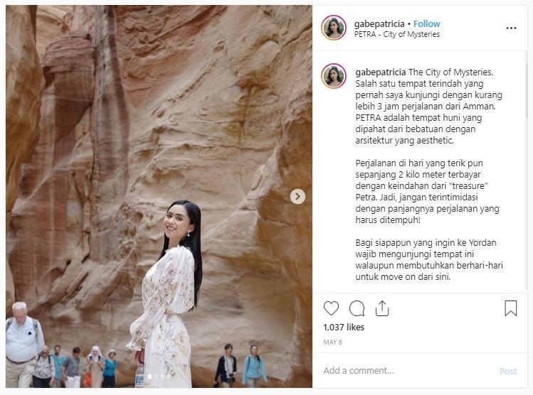 Foto Liburan Gabriella Patricia, Putri Pariwisata Indonesia 2018 (instagram.com/gabepatricia)