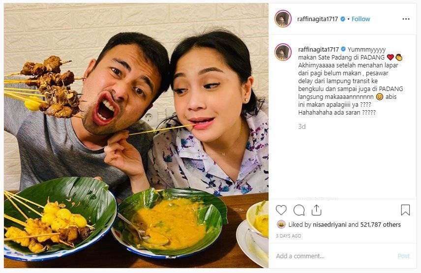 Raffi Ahnad dan Nagita Slavina di Sumatera Barat (instagram.com/raffinagita1717)