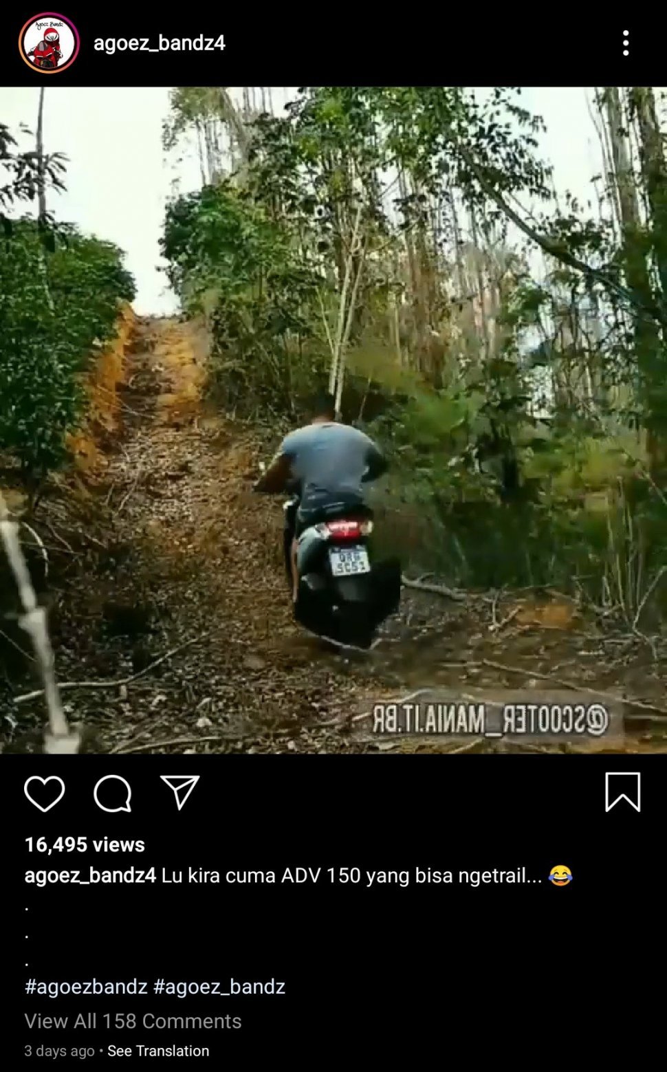 Yamaha Nmax Terjang Medan Off-road. (Instagram/agoez_bandz4)