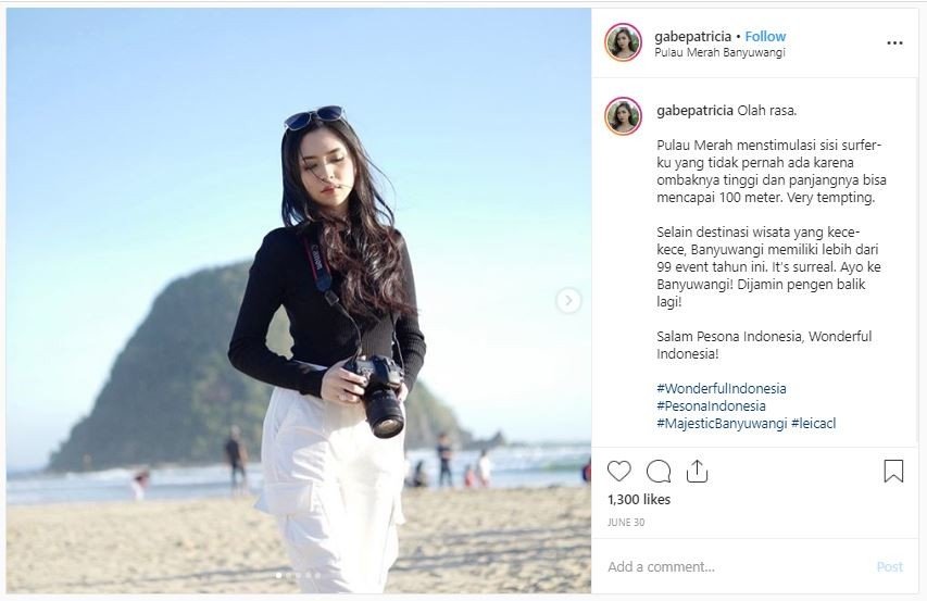 Foto Liburan Gabriella Patricia, Putri Pariwisata Indonesia 2018 (instagram.com/gabepatricia)