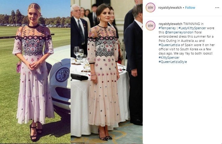 Lady Kitty Spencer dan Ratu Letizia. (Instagram/@royalstylewatch)