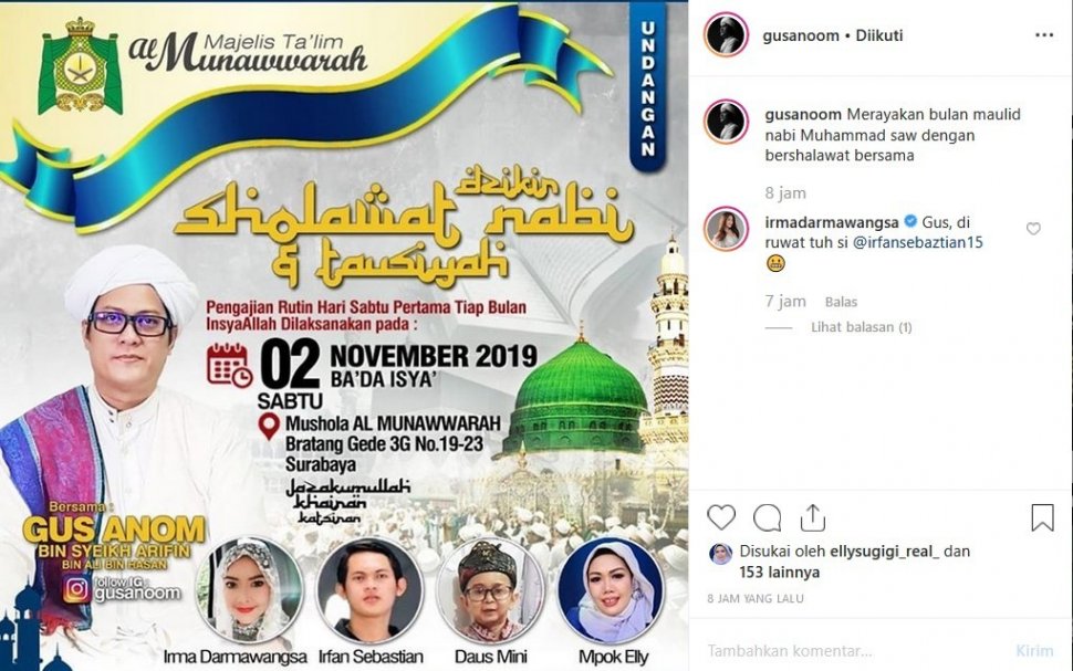 Irma Darmawangsa minta Gus Anom untuk meruat Irfan Sbaztian. [Instagram]