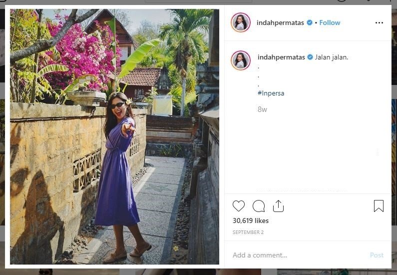 Gaya Liburan Indah Permatasari (instagram.com/indahpermatas)