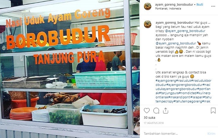 Nasi Uduk Ayam Goreng Borobudur. (Instagram/@ayam_goreng_borobudur)