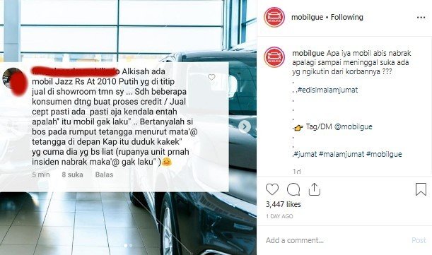 Jual Mobil Honda Jazz RS Tak Kunjung Laku. (Instagram/mobilgue)