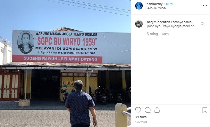 SGPC Bu Wiryo, langganan Presiden Jokowi saat kuliah di UGM. (Instagram/@nabilaovsky)