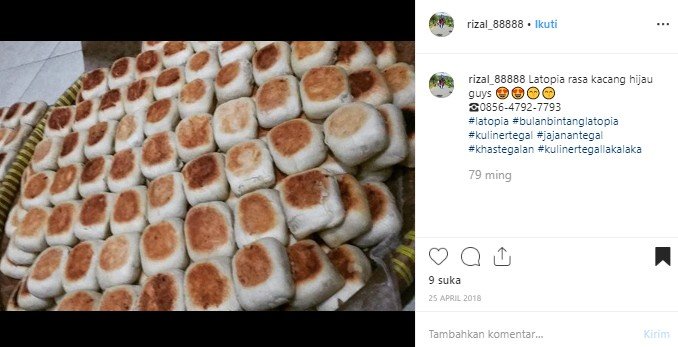 Latopia, jajanan khas Tegal yang mirip bakpia. (Instagram/@rizal_88888)