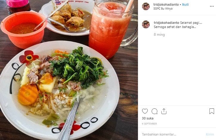 SGPC Bu Wiryo, langganan Presiden Jokowi saat kuliah di UGM. (Instagram/@tridjokohadianto)