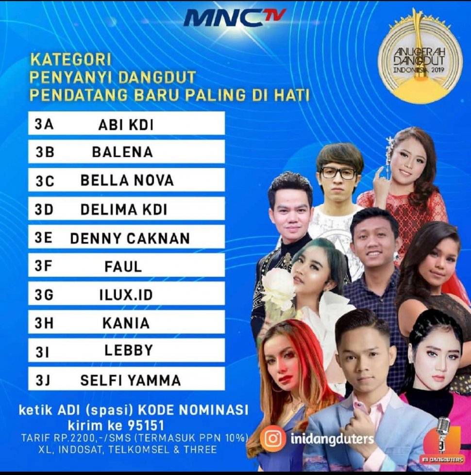 Para nominator di ajang Anugerah Dangdut Indonesia MNCTV 2019.