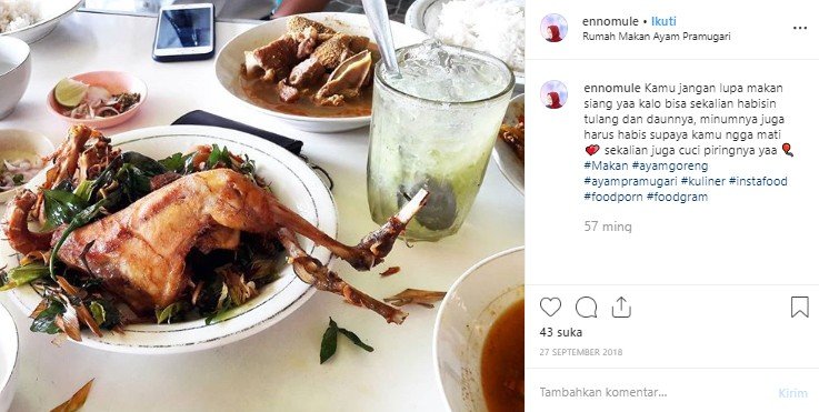 Ayam pramugari khas Aceh. (Instagram/ennomule)