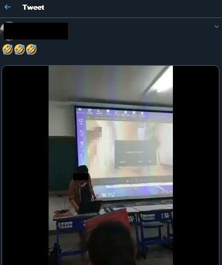 Mahasiswa tak sengaja  tampilkan video porno saat presentasi. (Twitter)