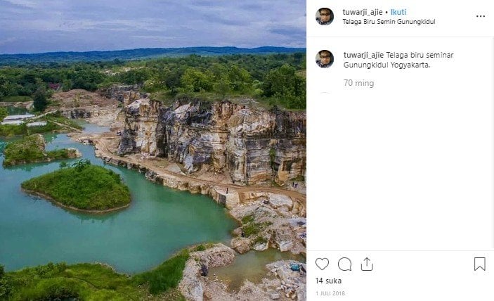 Mirip Raja Ampat Begini Indahnya Telaga Biru Semin di Yogyakarta, (Instagram/@tuwarie.ajie)