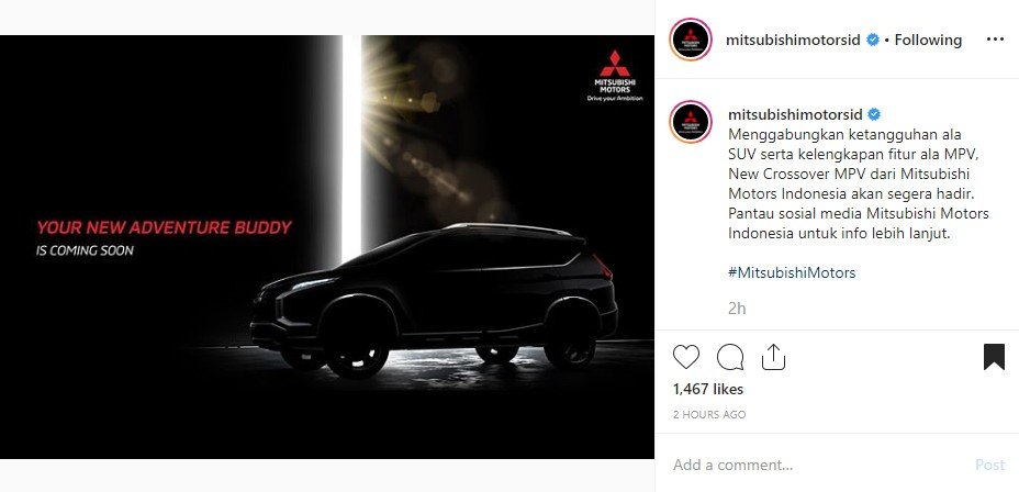 Teaser mobil baru Mitsubishi. (Instagram)