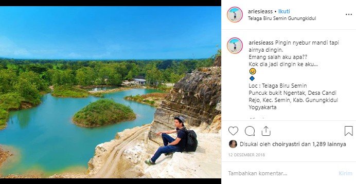 Mirip Raja Ampat, Begini Indahnya Telaga Biru Semin di Yogyakarta, (Instagram/@ariessas) 