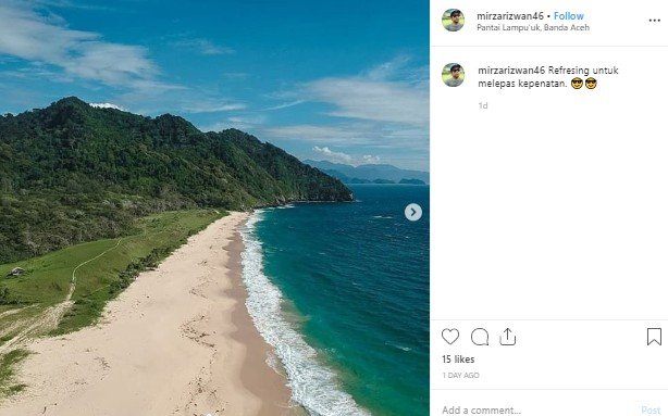 Pantai Lampuuk di Aceh. (Instagram/@mirzarizwan46)
