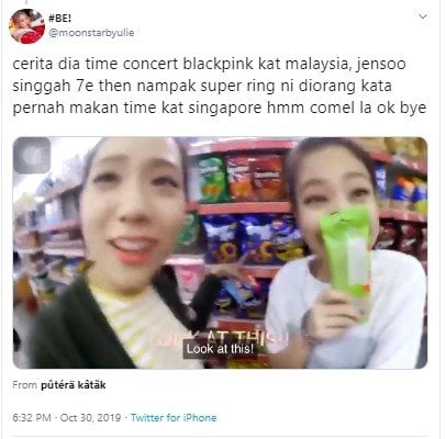 Jisoo dan Jennie BLACKPINK saat belanja camilan di 7-Eleven Malaysia. (Twitter/@moonstarbyulie)