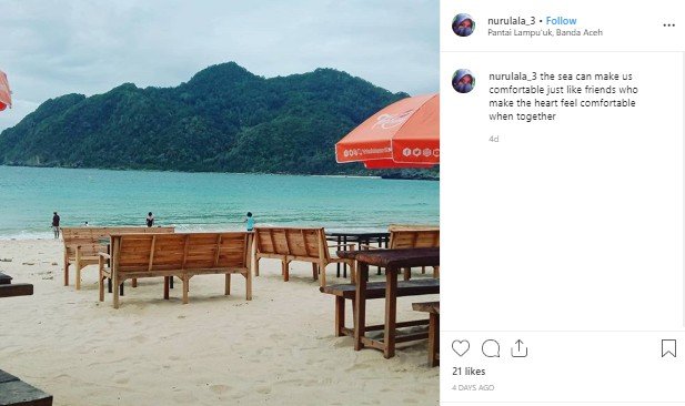 Pantai Lampuuk di Aceh. (Instagram/@nurlala_3)