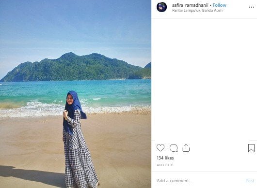Pantai Lampuuk di Aceh. (Instagram/@safira_ramadhani)