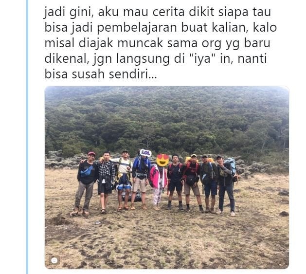 Viral Kisah Pendaki Ditinggal Teman di Twitter (twitter.com/yaudasi_)