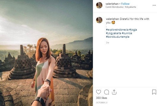 Candi Borobudur di Magelang, Jawa Tengah. (Instagram/@valeriehan)