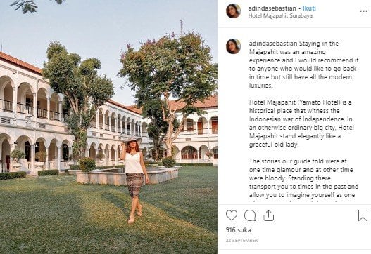 Hotel Majapahit di Surabaya. (Instagram/@adindasebastian)