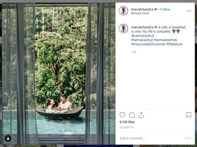 Momen Romantis Marcel Chandrawinata dan Istri di Bali (instagram.com/marcelchandra)