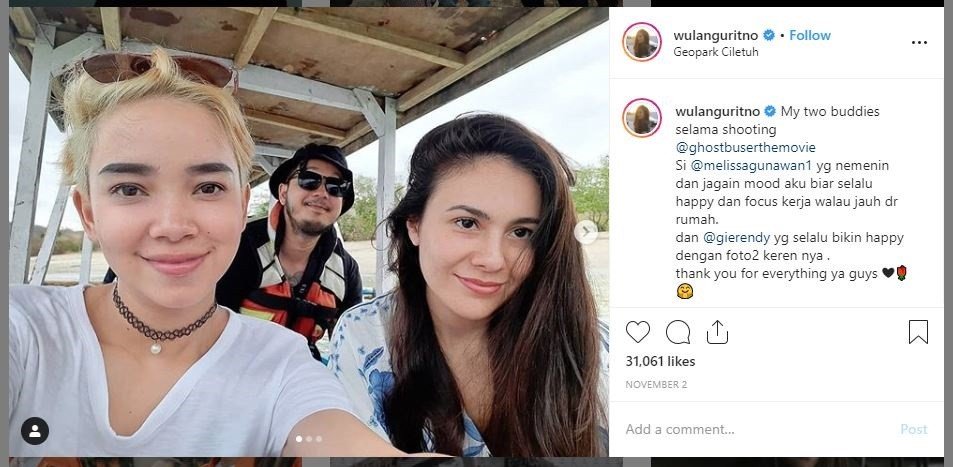 Wulan Guritno di Geopark Ciletuh (instagram.com/wulanguritno)