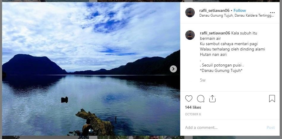 Danau Gunung Tujuh, TN Kerinci Seblat (instagram.com/rafli_setiawan06)
