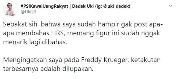 Cuitan Dedek Prayudi PSI soal pencekalan Rizieq Shihab (Twitter)