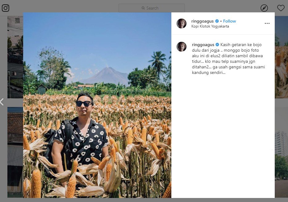 Foto di Ladang Jagung, Ringgo Agus Ajak Sabai Dieter Psywar. (instagram.com/ringgoagus)