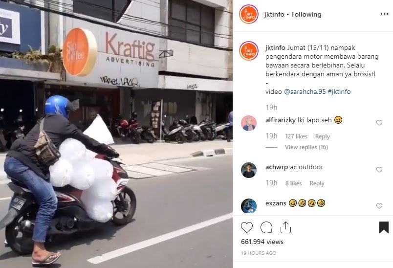 Pengendara yang mendadak viral.[Instagram/Jktinfo]