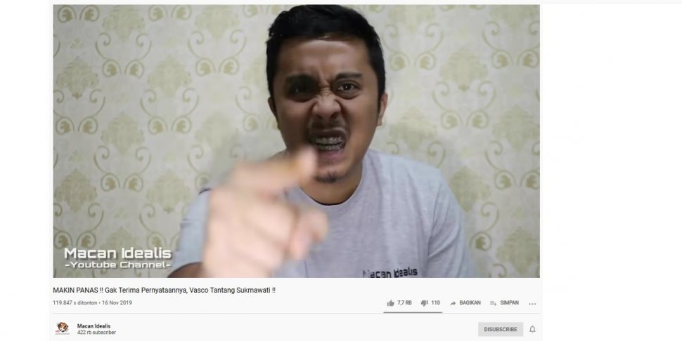 Ketua DPP Partai Berkarya Vasco Ruseimy dalam video di kanal YouTube Macan Idealis (Screenshot Youtube Macan Idealis)