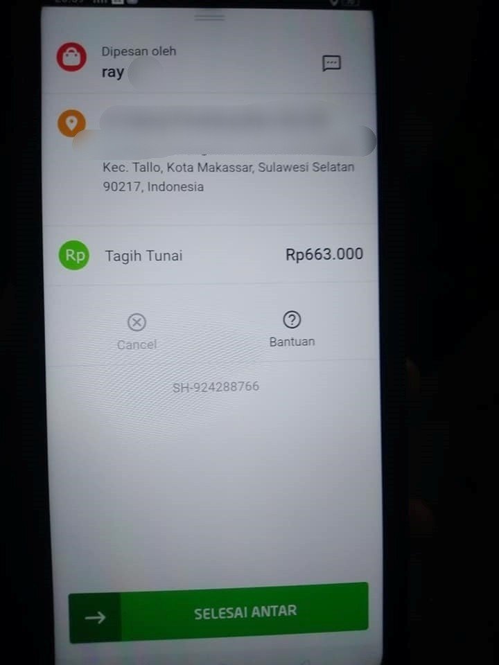 Ojol yang kena tipu order fiktif. (Facebook)