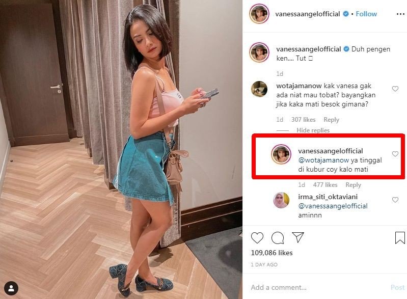 Bidik layar unggahan Vanessa Angel [Instagram/vanessaangelofficial] 